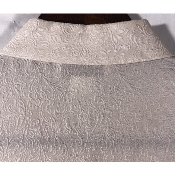 Rena Rowan Vintage 100% Silk Cream Embossed Button Up Top Women's 4 - Picture 4 of 9